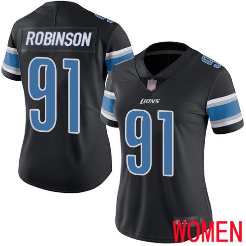 Detroit Lions Limited Black Women Ahawn Robinson Jersey NFL Football #91 Rush Vapor Untouchable->women nfl jersey->Women Jersey